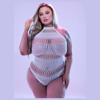 Lapdance Lingerie Glow In The Dark Teddy with Halter Neck