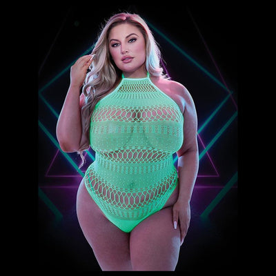 Lapdance Lingerie Glow In The Dark Teddy with Halter Neck