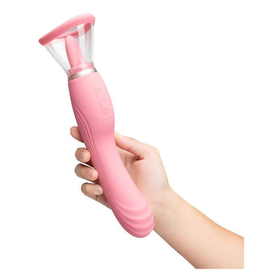 Le Wand Lick Rechargeable Double Ended Vibrator with Licking Tongue Stimulator