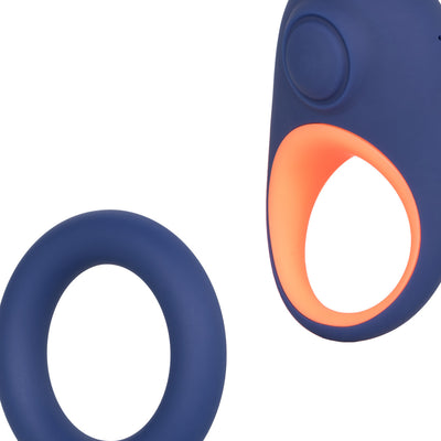 Cal Exotics - Link Up Edge Cock Ring Kit - Colour: Navy Blue with Orange detailing
