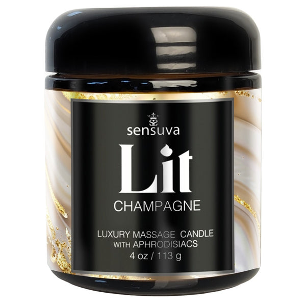 Sensuva Lit Champagne Luxury Massage Candle 4oz. (118 ml)