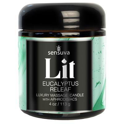 Sensuva Lit Eucalyptus Releaf Luxury Massage Candle 4oz (118 ml)
