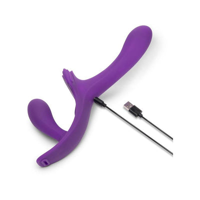 Together Lock-In Dual-Ended Vibrating Strap-On and Harness Set