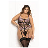 Seven Til Midnight STM-11649X Plus Size Multicolored Embroidered Floral Galloon Lace Teddy With Underwire
