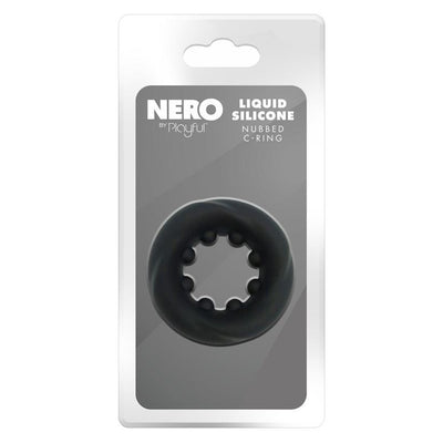 Playful Nero Liquid Silicone Nubbed C-Ring