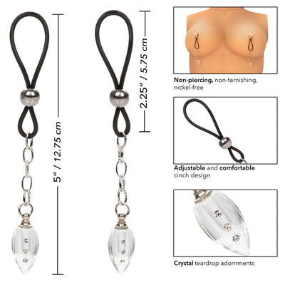 CalExotics Nipple Play Non-Piercing Nipple Jewelry Crystal Teardrop