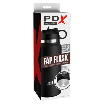 PDX Brands PDX Plus Fap Flask Happy Camper Discreet Stroker - Colour: Black Bottle Frosted
