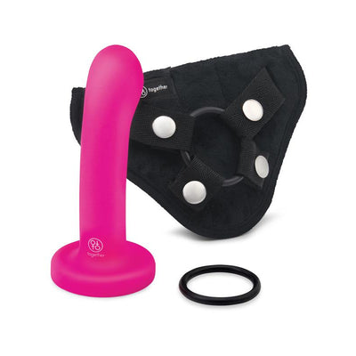 Together Pop 5.5 in. Silicone Dildo & Harness Set