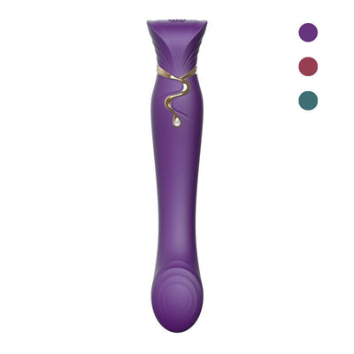 Zalo Queen Set - G-Spot Pulse Wave Vibrator With Suction Sleeve - Colour: Twilight Purple