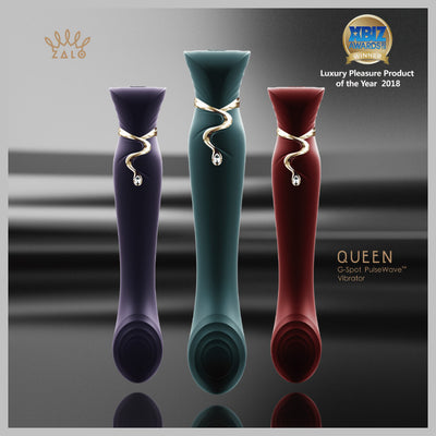 Zalo Queen Set - G-Spot Pulse Wave Vibrator With Suction Sleeve - Colour: Twilight Purple