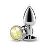 NS Novelties Rear Assets Silver Small Gem Anal Plug - Colour: Yellow Gem
