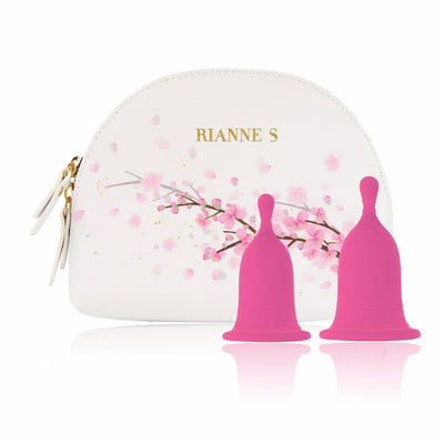 Rianne S Femcare Cherry Cup Menstrual Cup Set Small And Medium With Storage Bag
