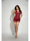 Seven Til Midnight Two Piece Eyelash and Floral Lace Chemise and G-String Set STM-11282