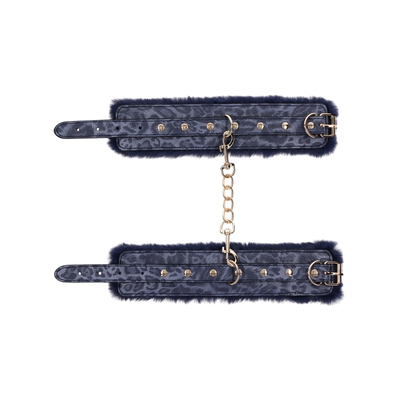 Sex And Mischief Shadow Fur Handcuffs - Colour: blue