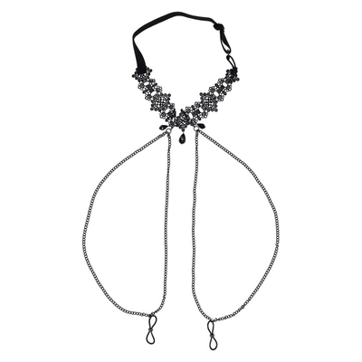 Sportsheets Sex And Mischief Lace Collar with Nipple Ties