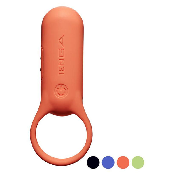Tenga Pairing+ Rechargeable Waterproof Vibrating Couples Ring - Colour: Coral