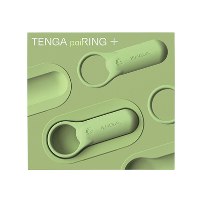 Tenga Pairing+ Rechargeable Waterproof Vibrating Couples Ring - Colour: Lime