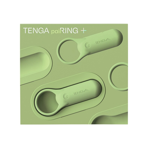 Tenga Pairing+ Rechargeable Waterproof Vibrating Couples Ring - Colour: Lime