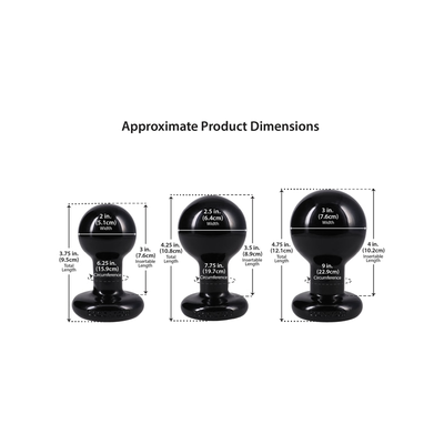Doc Johnson The Classic Round Butt Plug - 3 Piece Set - Colour: Black
