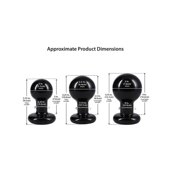 Doc Johnson The Classic Round Butt Plug - 3 Piece Set - Colour: Black