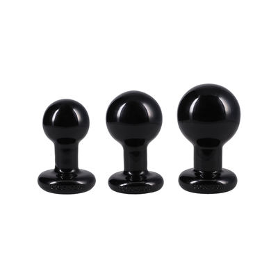 Doc Johnson The Classic Round Butt Plug - 3 Piece Set - Colour: Black