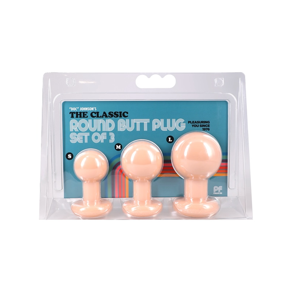Doc Johnson The Classic Round Butt Plug - 3 Piece Set