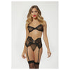 Seven Til Midnight Three Piece Bra Garter And Panty Set 11569