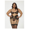 Seven Til Midnight Three Piece Bra Garter And Panty Set 11569 - Colour: BLACK | Size: 1X/2X