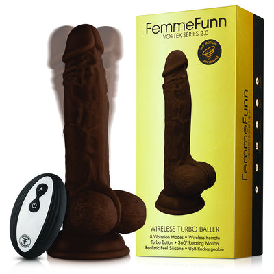 Femme Funn Turbo Baller 2.0 Rechargeable Rotating Realistic Vibrator - Colour: Purple