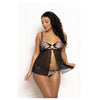 Seven Til Midnight STM-11647 Two Piece Babydoll Set Multicolored Embroidered Floral Galloon Lace And Mesh Babydoll With Underwire