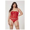 Seven Til Midnight Two Piece Bustier And Panty Set 11570X Plus Size - Colour: RED | Size: 3X/4X