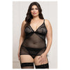 Seven Til Midnight STM-11823XP Plus Size Two Piece Lace and Mesh Chemise Set