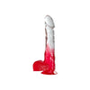 Excellent Power 8 Inch PVC Dong With Balls - Colour: Clear/Red