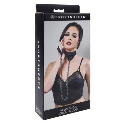 Sportsheets Velvet Noir Collar and Leash