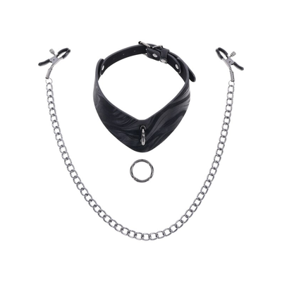 Sportsheets Velvet Noir Collar and Removable Clamps