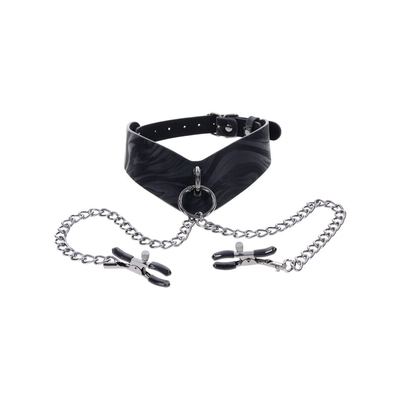Sportsheets Velvet Noir Collar and Removable Clamps