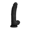 Shaft Vibrating Model C 9.5 Inch Real Feel Flexiskin Silicone Dildo with 8 Vibration Modes - Colour: Black