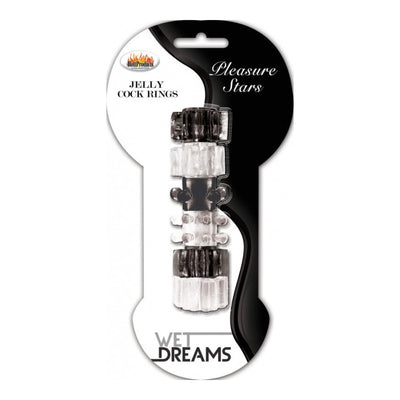 Hott Products Pleasure Stars Penis Rings Collection - Colour: Black/Clear